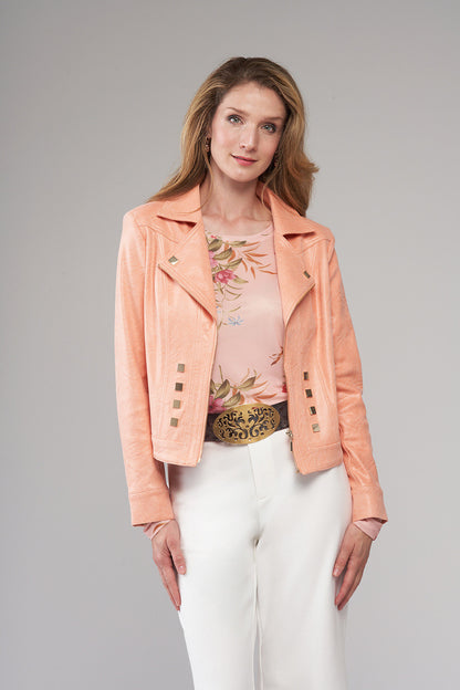 BCJ2647DB Vegan Leather Zip Up Jacket