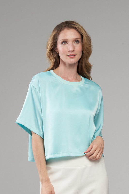 BCT5778A Satin Short Sleeve Top