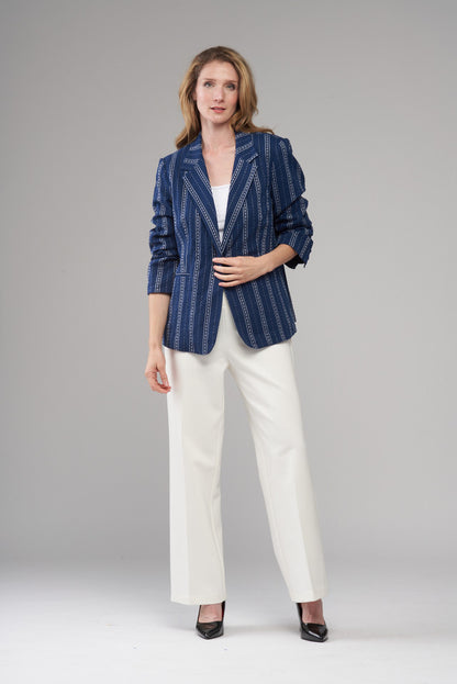 BCJ4701A Woven Scrunch Sleeve Blazer