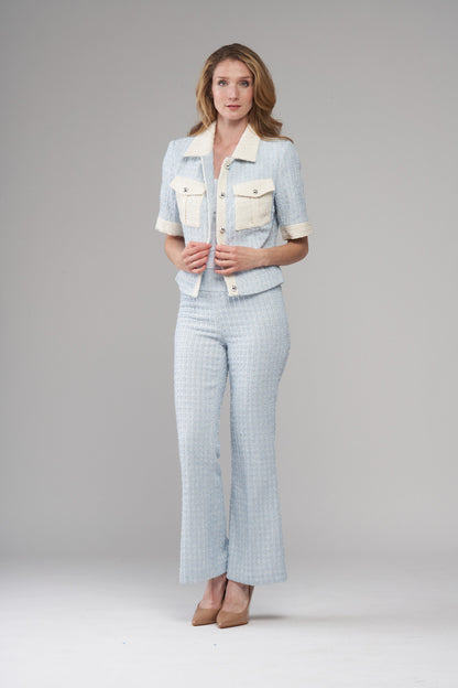 BCJ2615 Short Sleeve Metallic Boucle Jacket