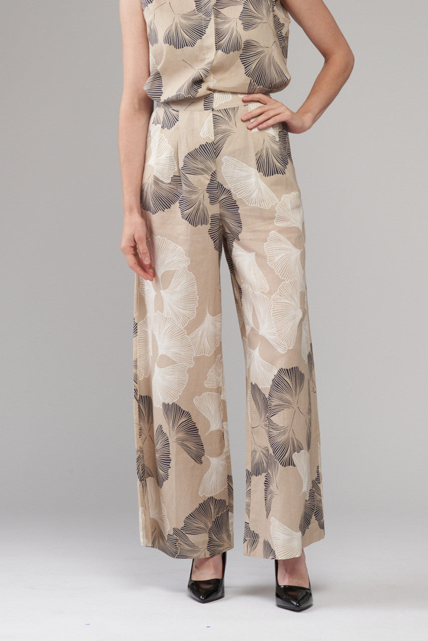 BCP6731 Wide Leg Printed Linen Pant