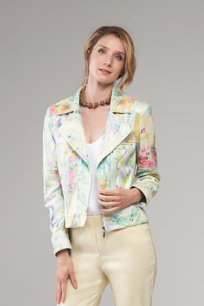 BCJ7687MPRA Metallic Faux Vegan Leather Moto Jacket