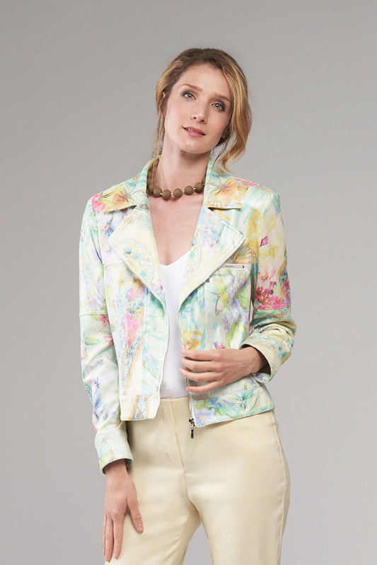 BCJ7687MPRA Metallic Faux Vegan Leather Moto Jacket