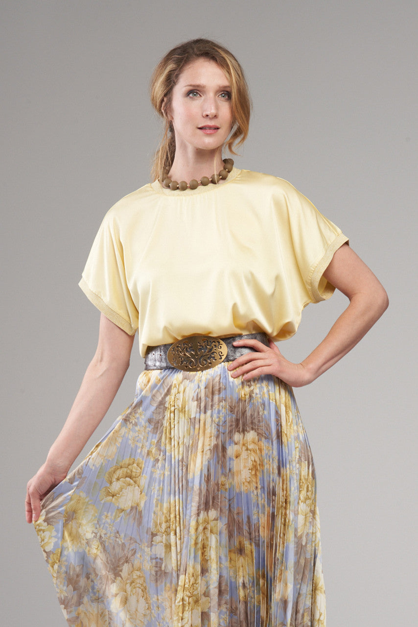 BCT5721 Satin Short Sleeve Top with Lurex Trim