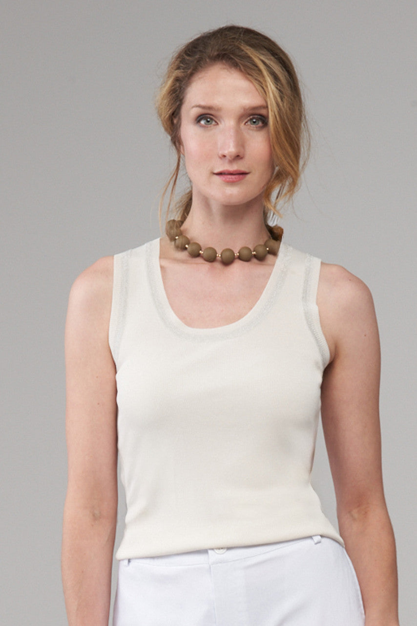 BCT2586 Knitted Tank Top with Lurex Trim