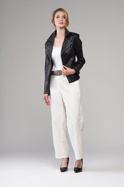 BCJ101A08LZ Vegan Leather Laser Cut Moto