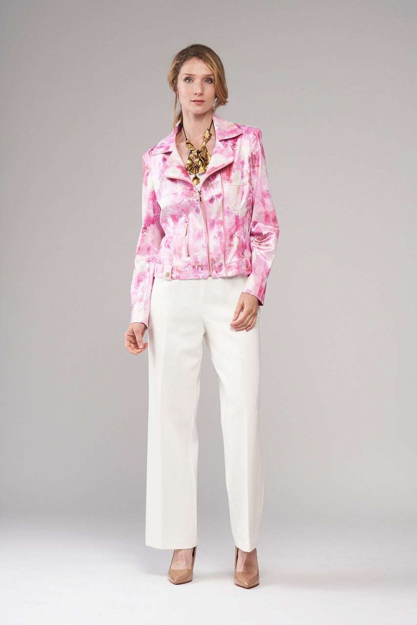 BCJ1831FMPR Printed Vegan Leather Zip Up Jacket