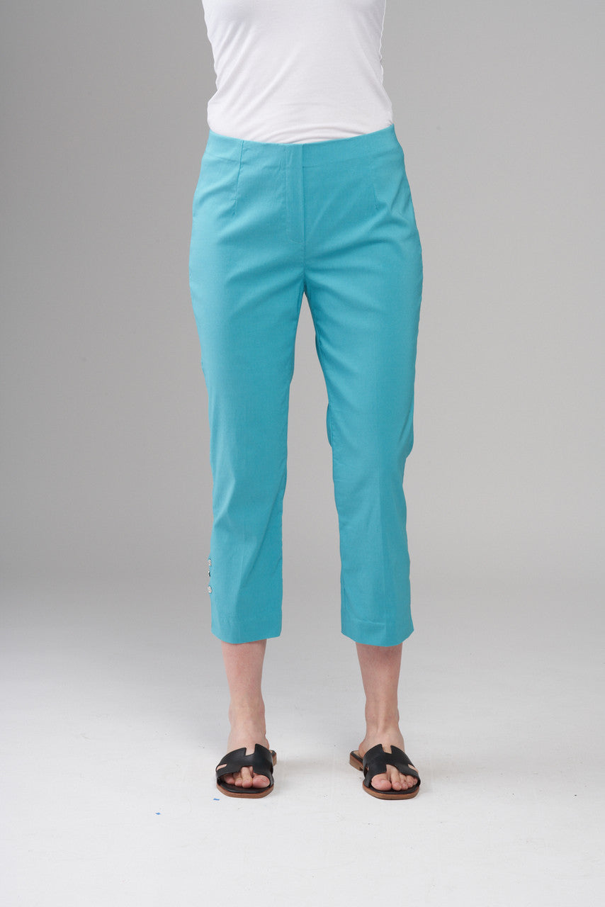 BCP1827 Side Button Cropped Solid Techno Pants