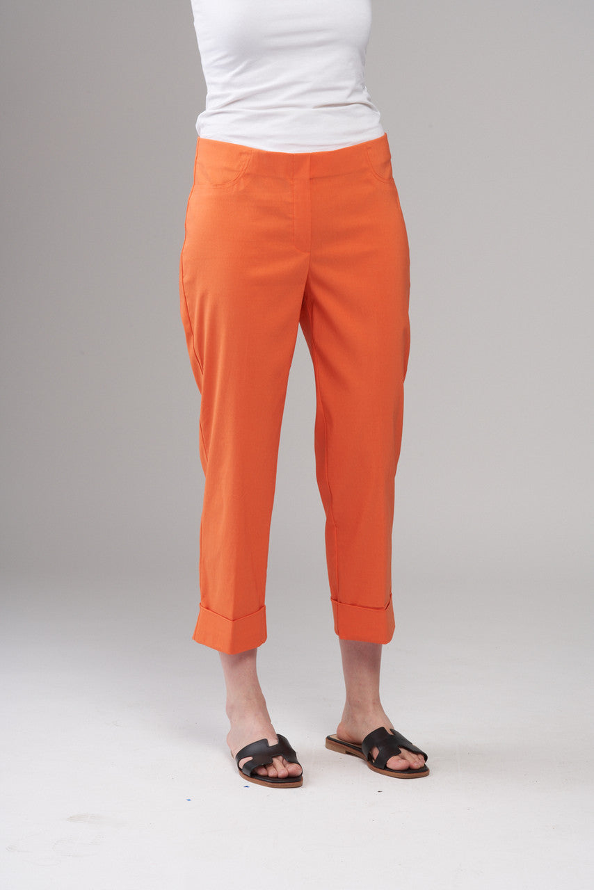 BCP1870DD Cuffed Cropped Solid Techno Pants