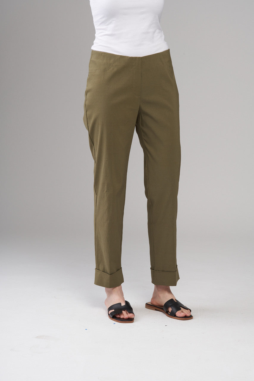 BCP1870DL Cuffed Cropped Solid Techno Pants