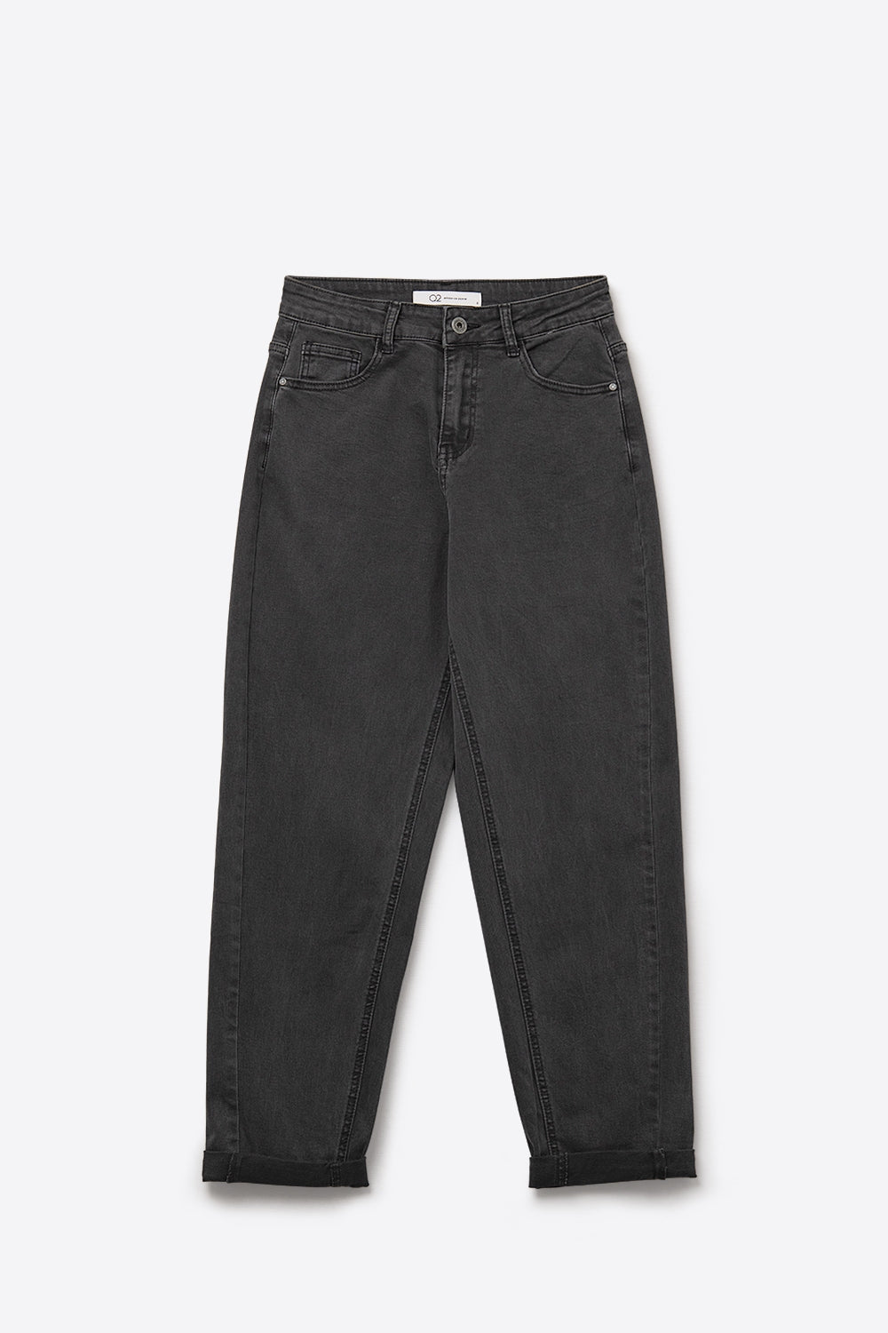 High-Waisted Barrel-Leg Pants in Washed grey