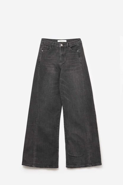 Faded Black Extra Wide-Leg Jeans in vintage wash denim