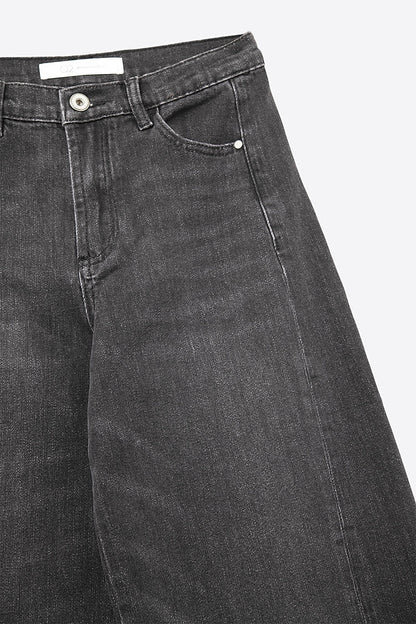 Faded Black Extra Wide-Leg Jeans in vintage wash denim