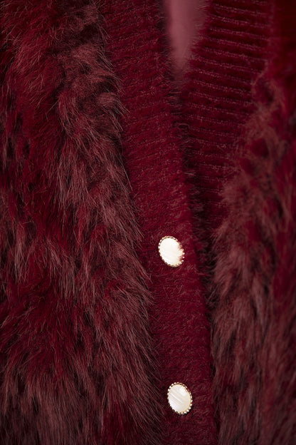 Cropped Jacket in burgundy in fine fur