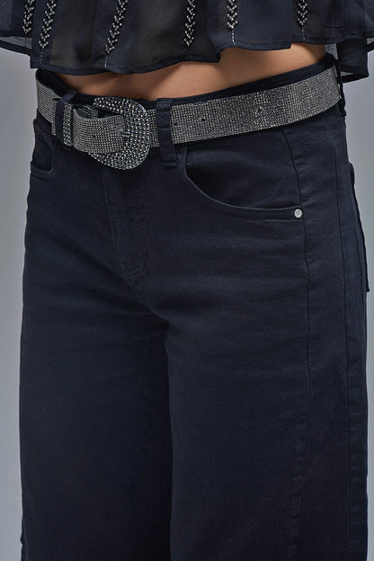 Trendy Black Barrel Balloon Jeans with Pockets