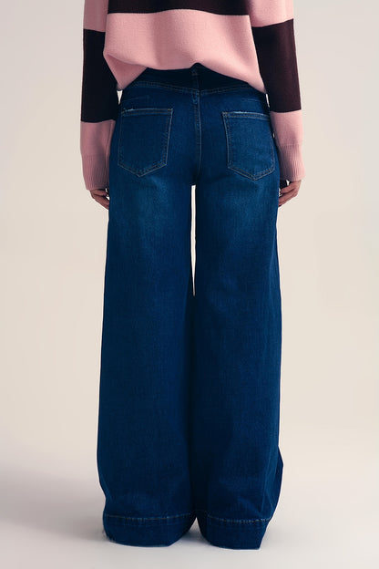 Dark wash Blue Jeans with extra wide leg
