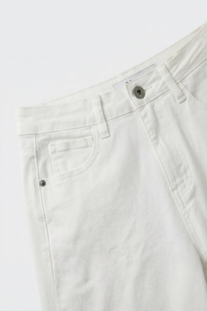 White Relaxed Fit Casual Wide-Leg Pants in Barrel Style