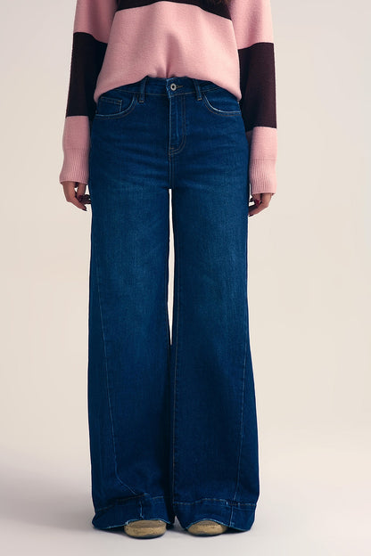 Dark wash Blue Jeans with extra wide leg