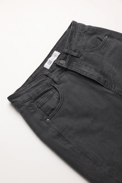 Grey Wide-Leg Pants in Barrel Style with side seam