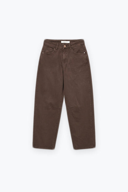 chocolate soft stretch Wide Leg pants with seam at the knee