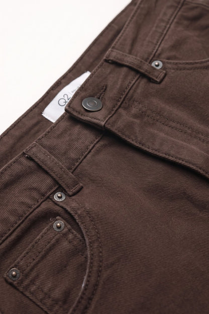 chocolate soft stretch Wide Leg pants with seam at the knee