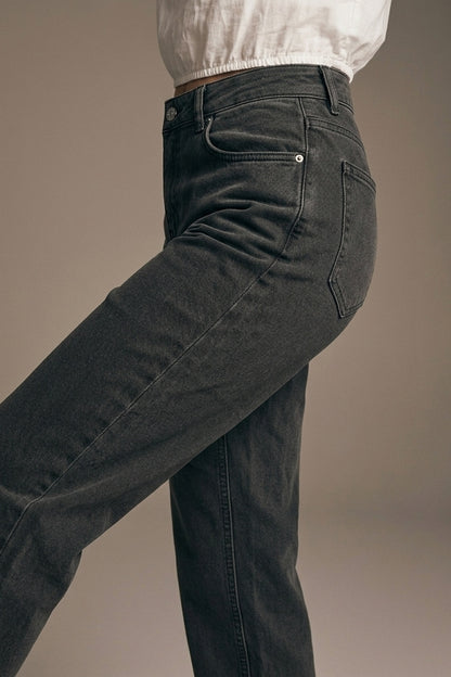 High-Waisted Barrel-Leg Pants in Washed grey