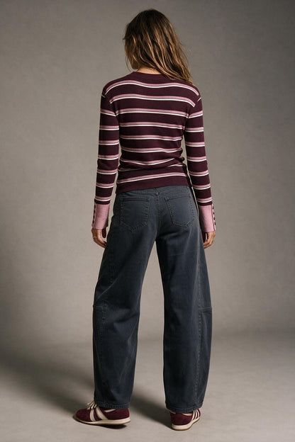 Grey Wide-Leg Pants in Barrel Style with side seam