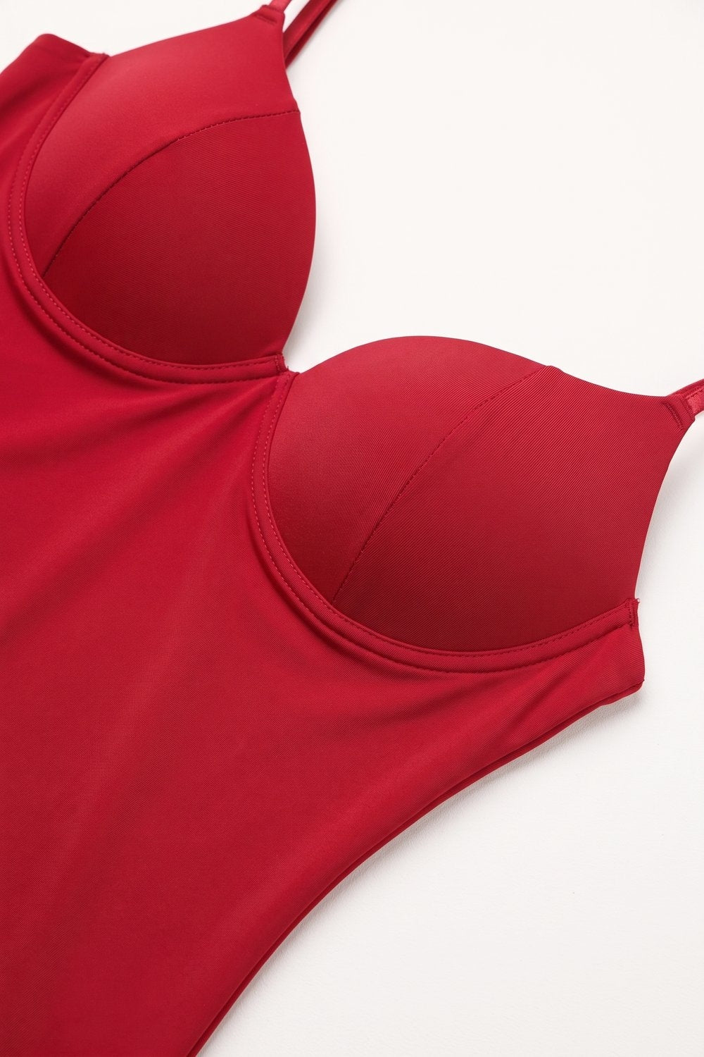 Red Smooth stretch Underwire Cup Fixed Strap Top