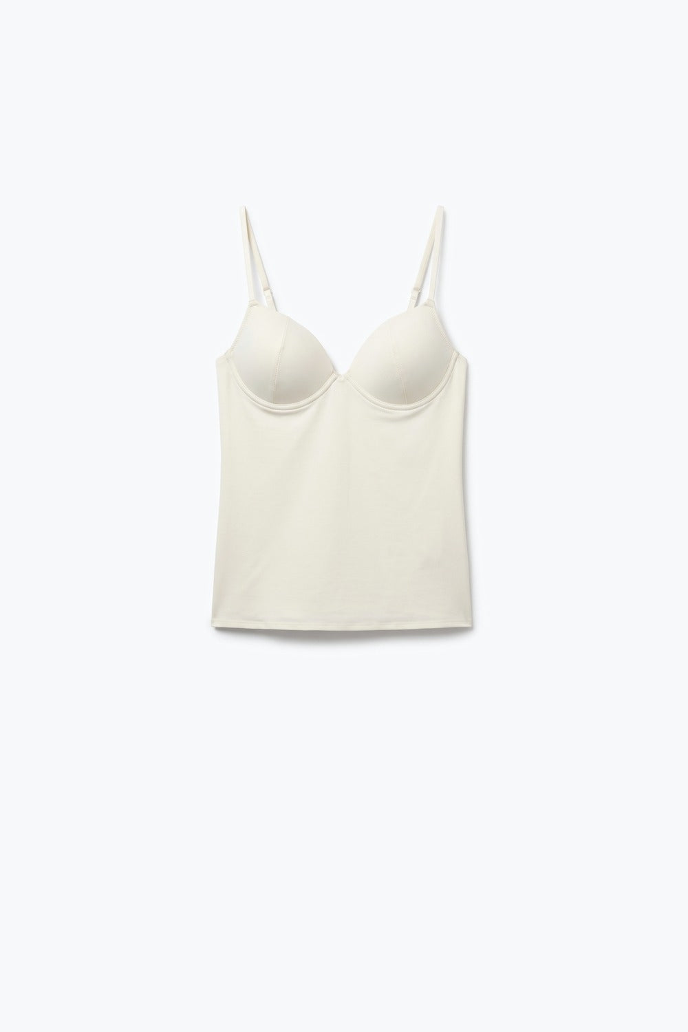 White Stretch fabric Underwire Cup Fixed Strap Top