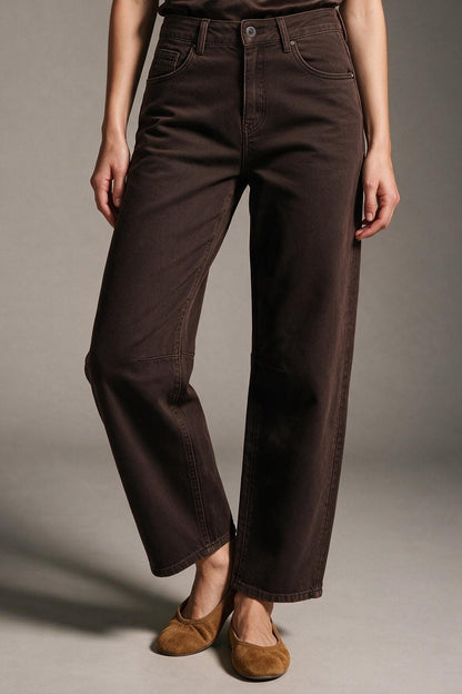 chocolate soft stretch Wide Leg pants with seam at the knee