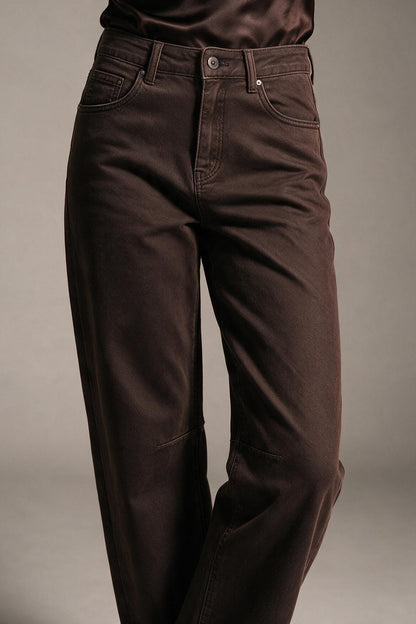 chocolate soft stretch Wide Leg pants with seam at the knee