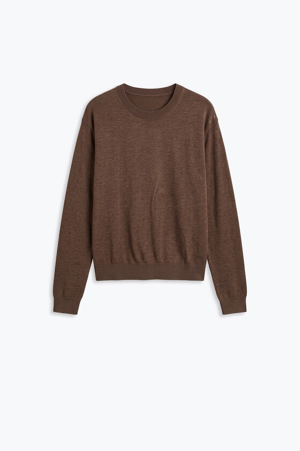 camel Merino Wool Blend Fine Knit Crew Neck Sweater