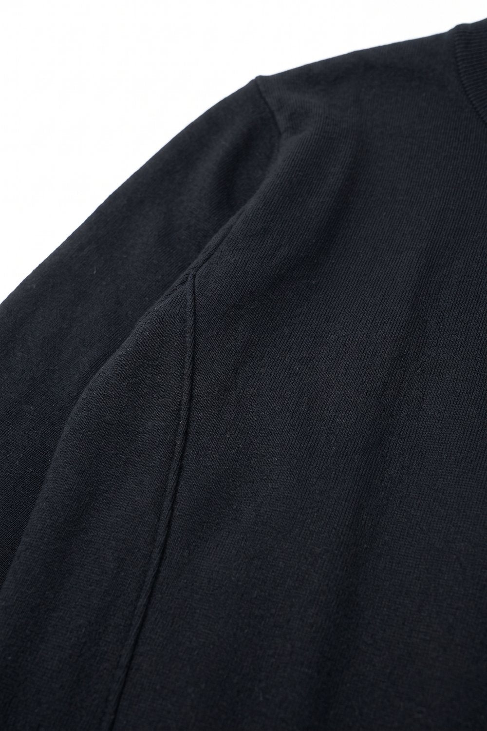 Black Merino Wool Blend Fine Knit long sleeves Seam Detail Sweater