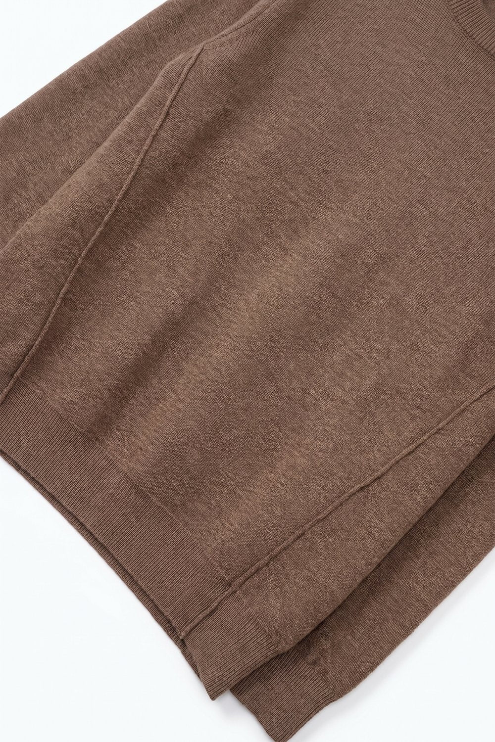 Merino Wool Blend Fine Knit long sleeves Ribbed Trim Sweater in camel