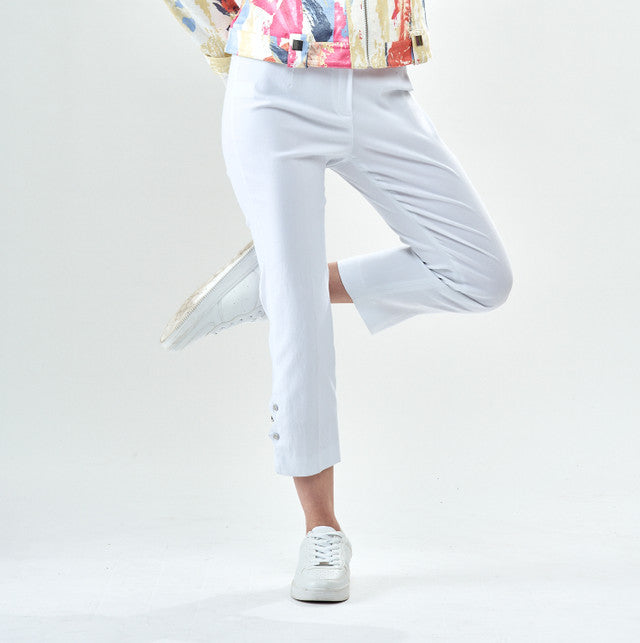 BCP1827 Side Button Cropped Solid Techno Pants