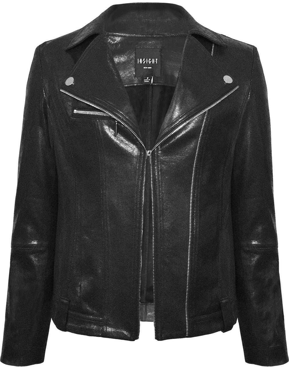 BCJ101A08MB Solid Metallic Vegan Leather Moto Jacket