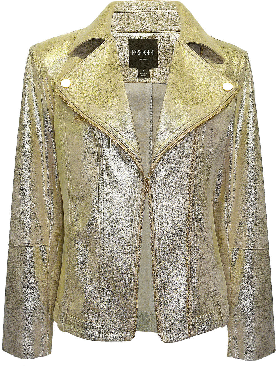 BCJ101A08MB Solid Metallic Vegan Leather Moto Jacket