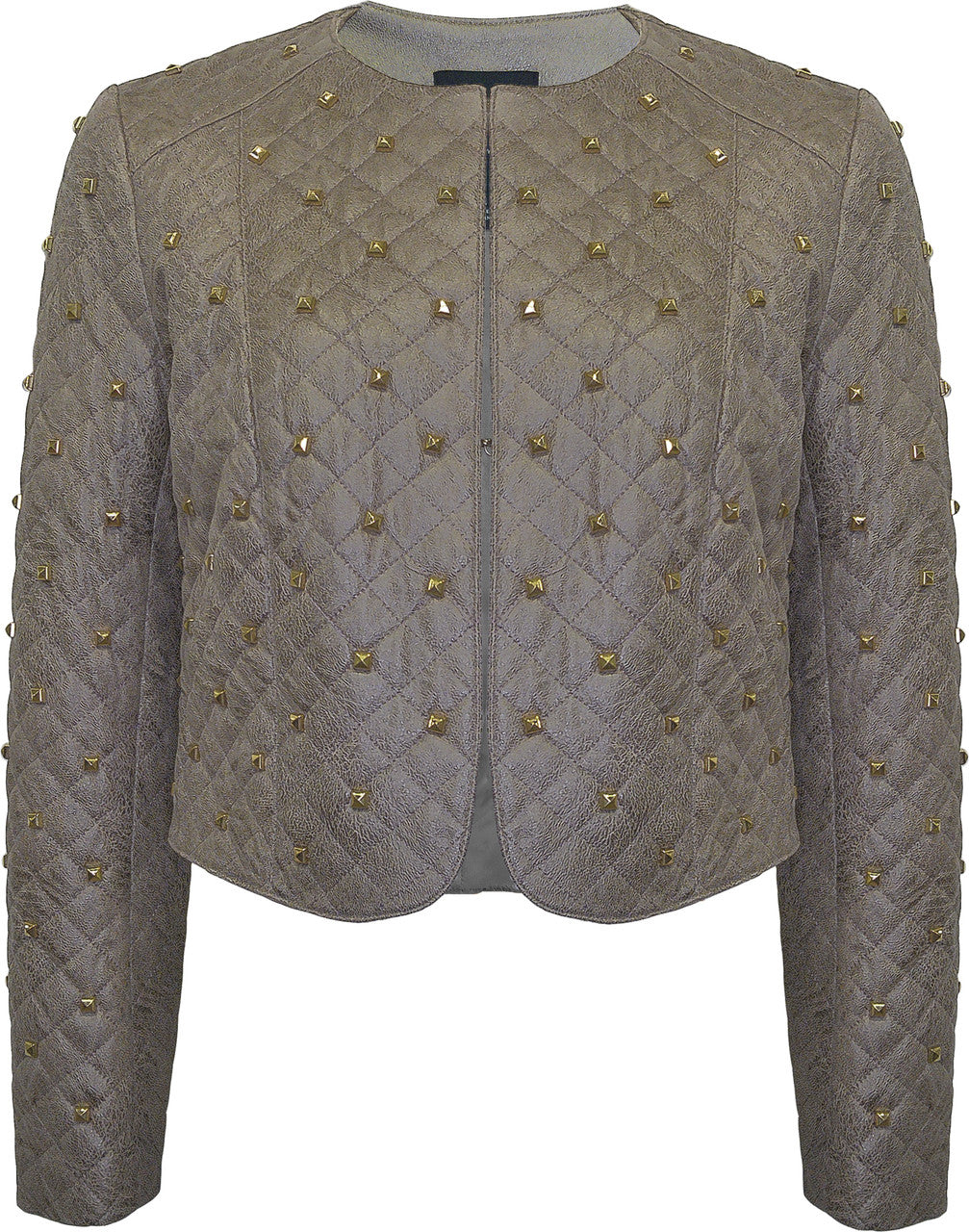 BCJ101C22 Quilted Faux Vegan Leather Bolero with Studs