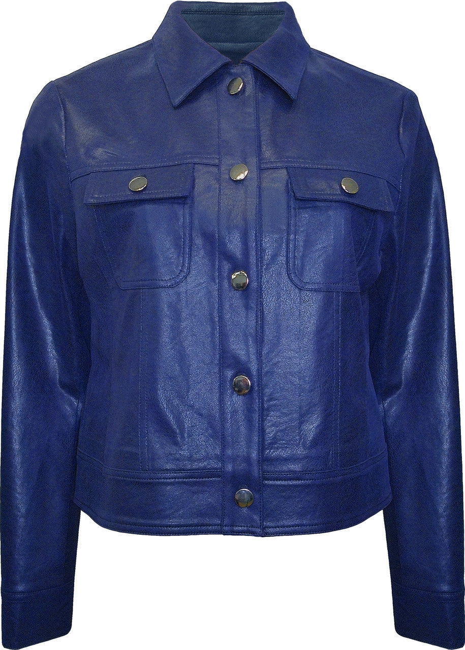 BCJ17657A Faux Vegan Leather Jacket