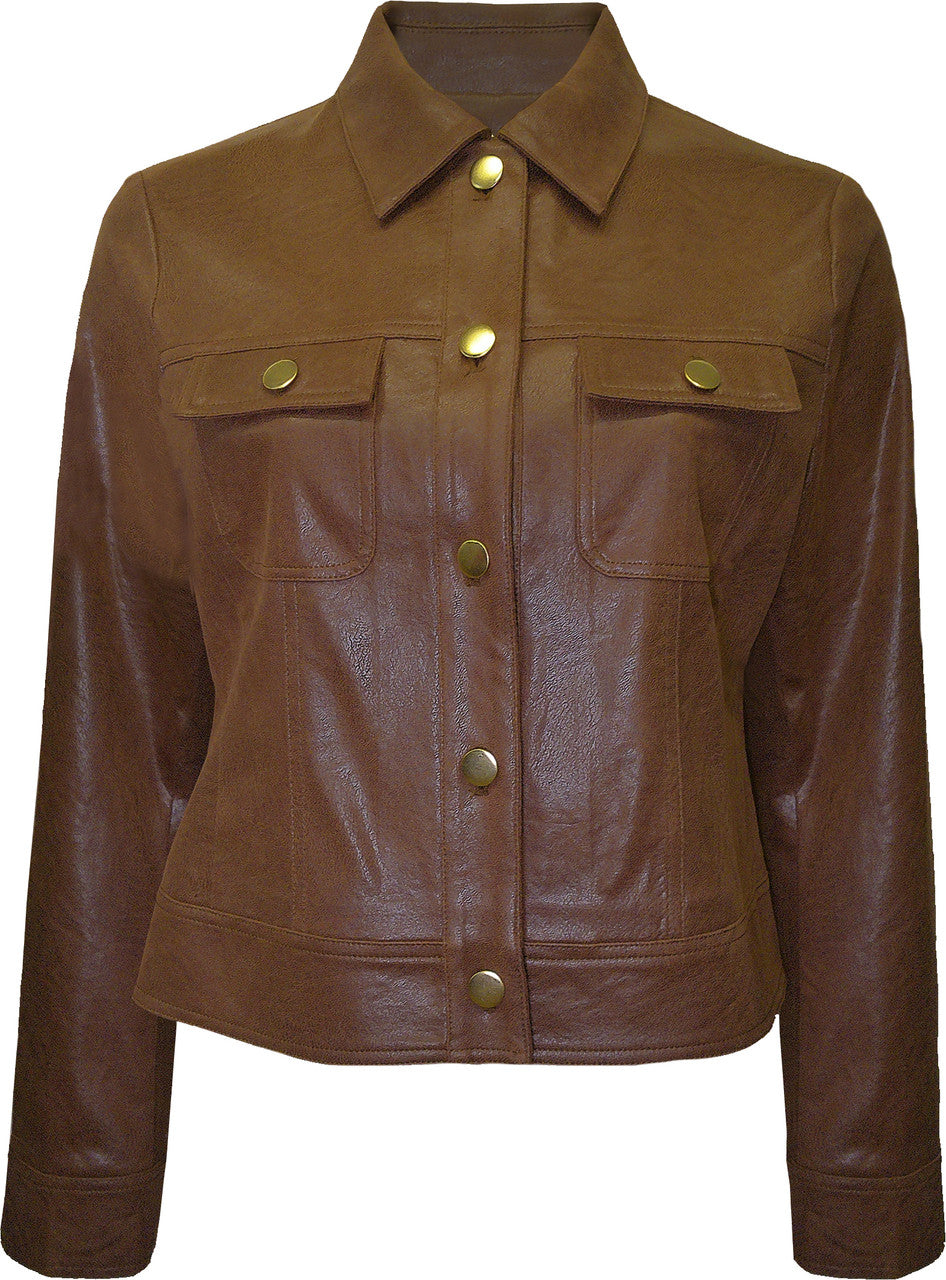 BCJ17657A Faux Vegan Leather Jacket