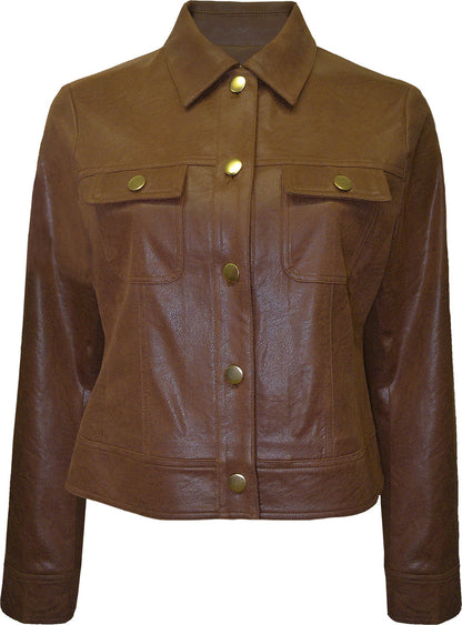 BCJ17657A Faux Vegan Leather Jacket