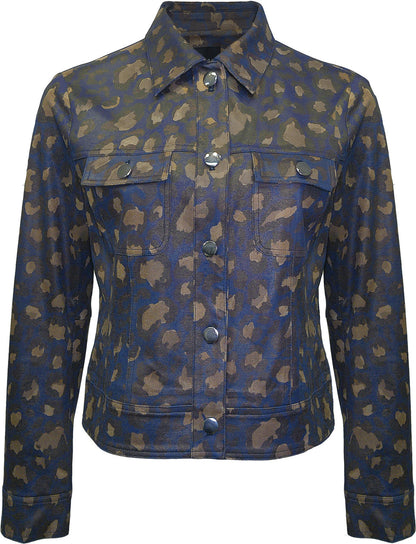 BCJ17657PRA Faux Vegan Leather Jacket in Liquid Dusk Leopard