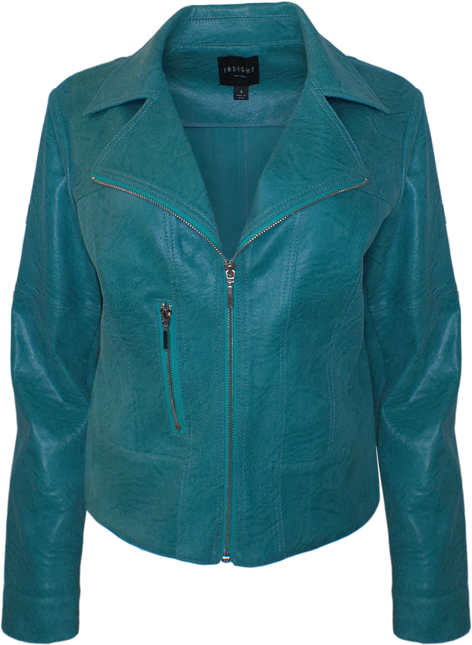 BCJ1809A Solid Vegan Leather Zip Up Jacket