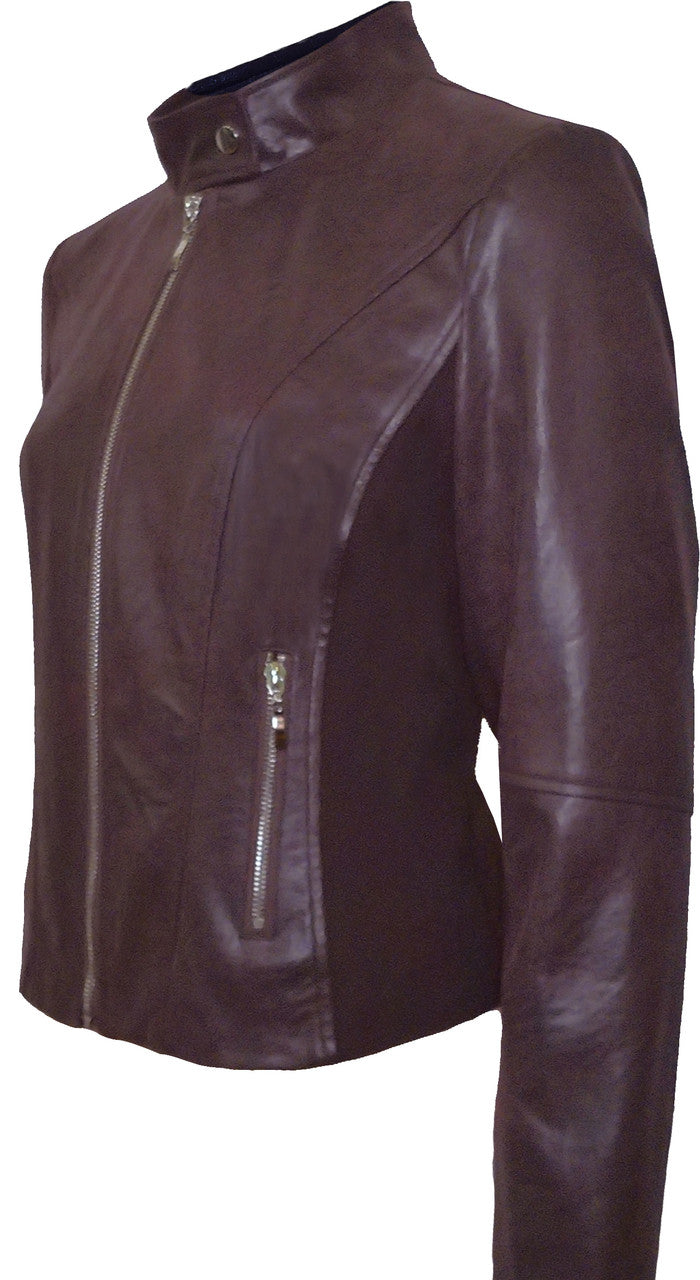 BCJ4703 Vegan Leather and Scuba Combo Jacket