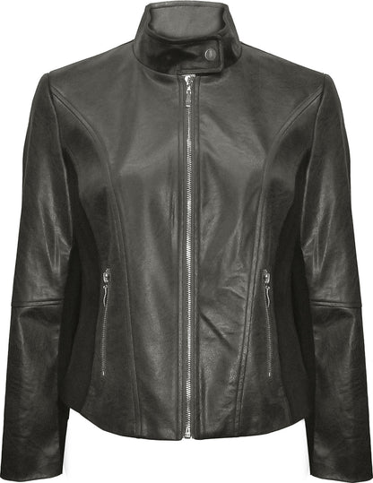 BCJ4703 Vegan Leather and Scuba Combo Jacket
