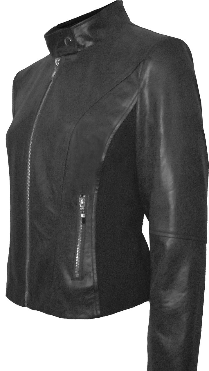 BCJ4703 Vegan Leather and Scuba Combo Jacket