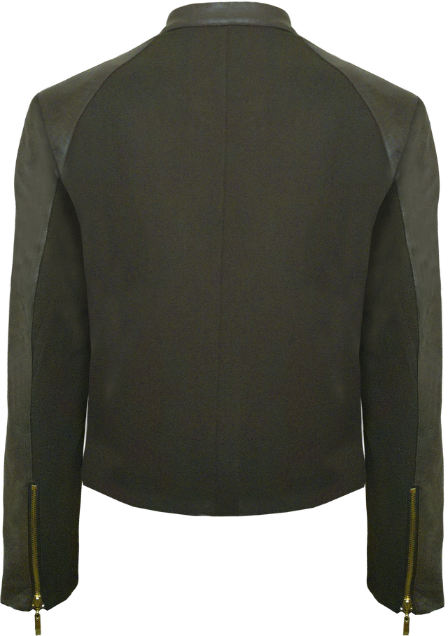 BCJ4721 Vegan Leather and Scuba Combo Jacket in New Olive
