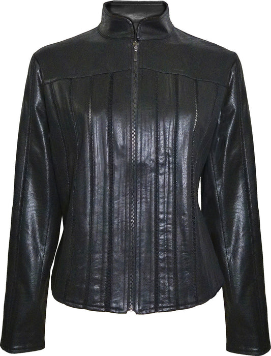 BCJ4736 Faux Vegan Leather Jacket in Black
