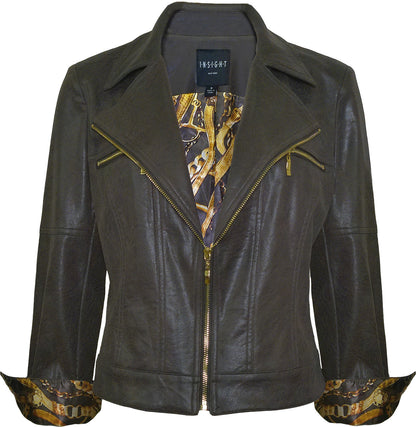 BCJ7687 Solid Faux Vegan Leather Moto Jacket