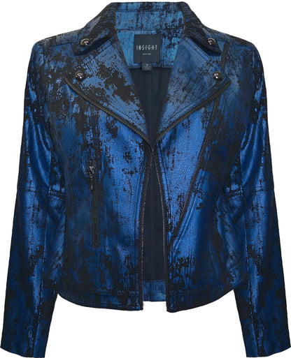 BCJ8731MC Metallic Faux Vegan Leather Moto Jacket